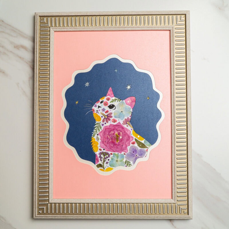 pressed_flower_art_kit_cat_looking_up_pink_dream Looking Up Cat – Pink Dream