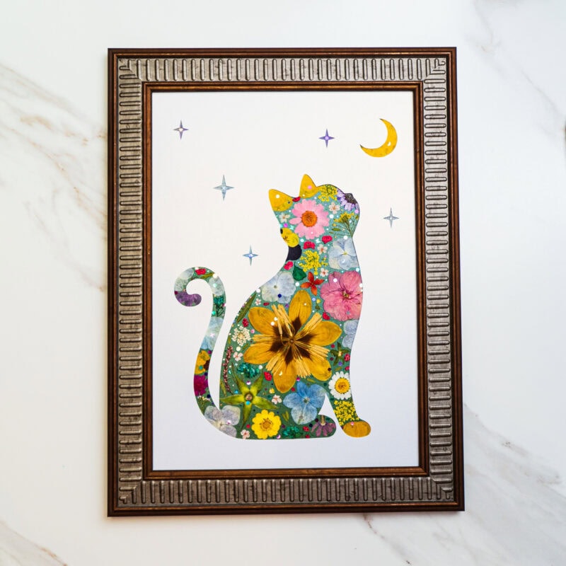pressed_flower_art_kit_cat_moonlit_golden_calm Moonlit Cat: Golden Calm