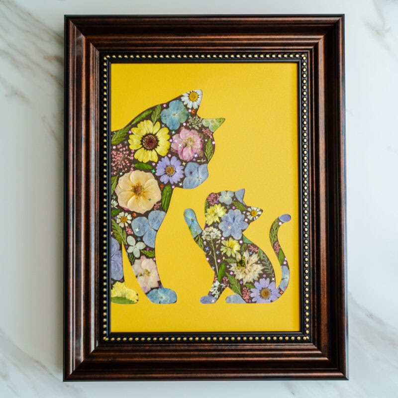 pressed_flower_art_kit_cat_tender_golden_bond Tender Cat – Golden Bond