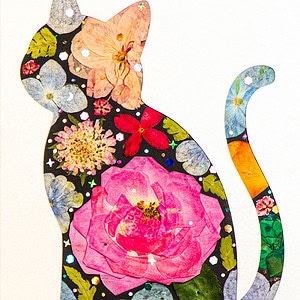 pressed_flower_art_kit_cat_blossom_midnight_bloom_detail Blossom Cat: Midnight Bloom 5"×7"