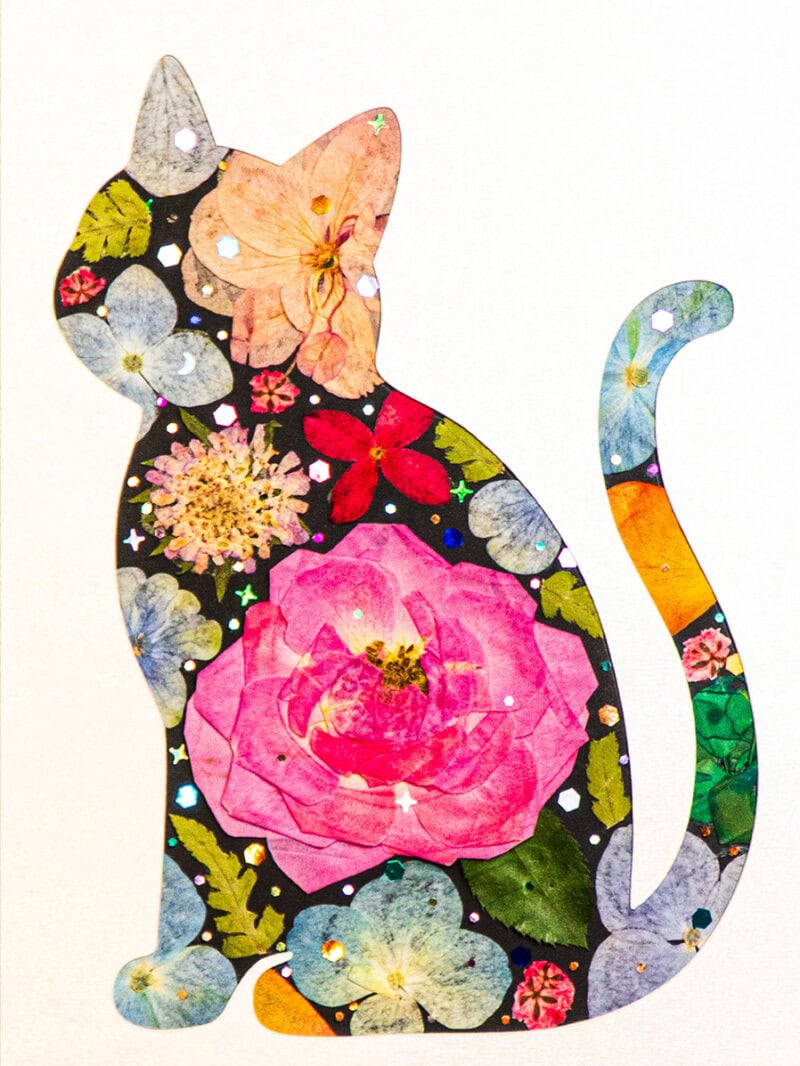 pressed_flower_art_kit_cat_blossom_midnight_bloom_detail Blossom Cat: Midnight Bloom 5"×7"