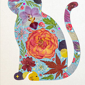 pressed_flower_art_kit_cat_blossom_spring_radiance_detail Blossom Cat: Spring Radiance 5"×7"