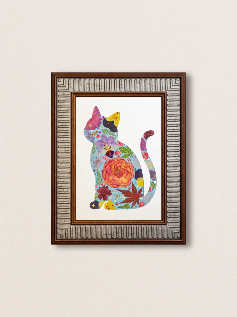 pressed_flower_art_kit_cat_blossom_spring_radiance_frame Blossom Cat: Spring Radiance 5"×7"