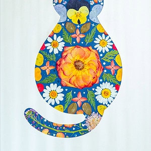 pressed_flower_art_kit_cat_cozy_amber_bloom_detail Cozy Cat: Amber Bloom 8.3"×11.7"