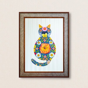 pressed_flower_art_kit_cat_cozy_amber_bloom_frame Cozy Cat: Amber Bloom 8.3"×11.7"