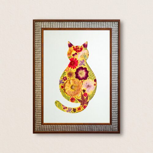 Cozy Cat: Golden Flame 8.3"×11.7"