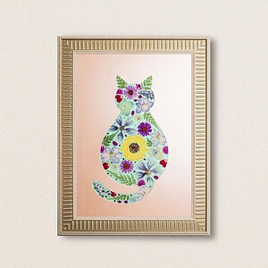 pressed_flower_art_kit_cat_cozy_soft_bloom_frame Cozy Cat: Soft Bloom 8.3"×11.7"