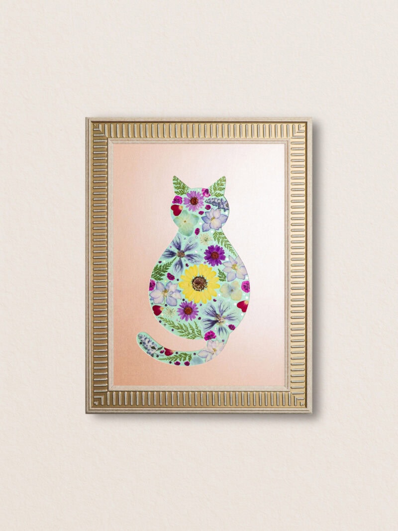 pressed_flower_art_kit_cat_cozy_soft_bloom_frame Cozy Cat: Soft Bloom 8.3"×11.7"