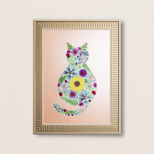 Cozy Cat: Soft Bloom 8.3"×11.7"
