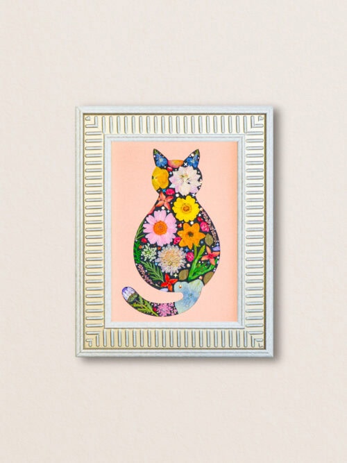 pressed_flower_art_kit_cat_cozy_starry_bloom_frame Cozy Cat: Starry Bloom 5"×7"