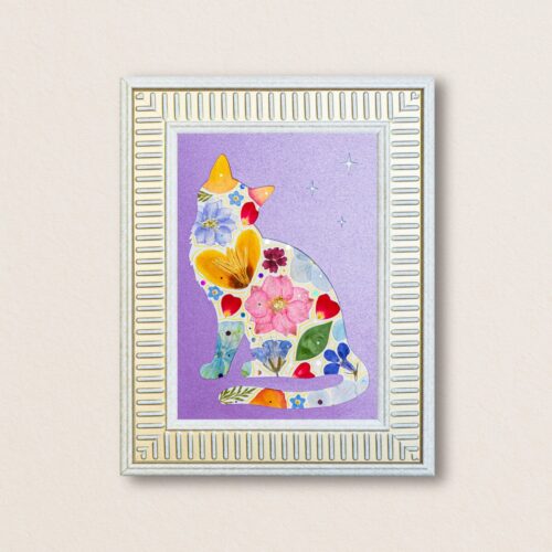 Dreamy Cat: Mystic Petals 5"×7"