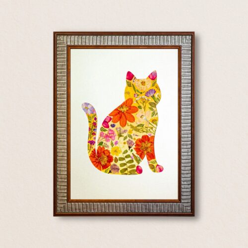 Elegant Cat: Amber Glow 8.3"×11.7"