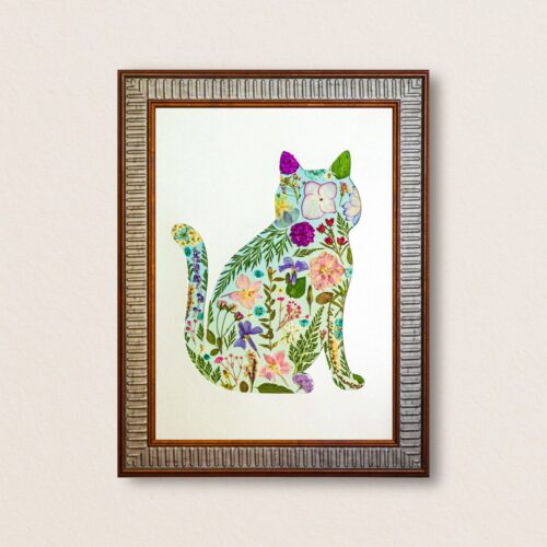 Elegant Cat: Garden Poise 8.3"×11.7"