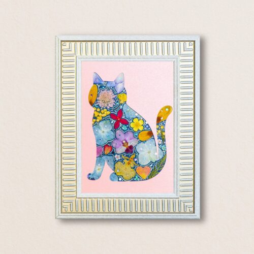 Elegant Cat: Peachy Bloom 5"×7"