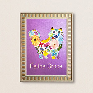 pressed_flower_art_kit_cat_graceful_violet_charm_frame Graceful Cat: Violet Charm 8.3"×11.7"