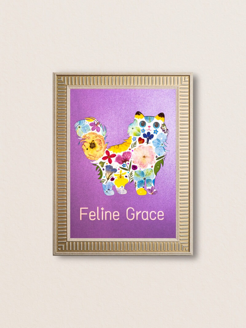 pressed_flower_art_kit_cat_graceful_violet_charm_frame Graceful Cat: Violet Charm 8.3"×11.7"