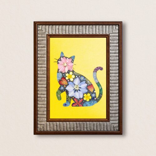 Lively Cat: Golden Bloom 5"×7"