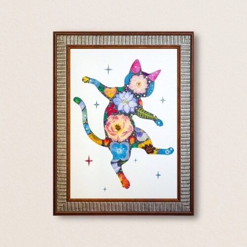 Dancing Cat: Midnight Waltz 8.3"×11.7"