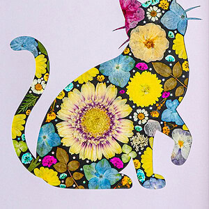 pressed_flower_art_kit_cat_lively_sun_whisper_detail Lively Cat: Sun Whisper 8.3"×11.7"