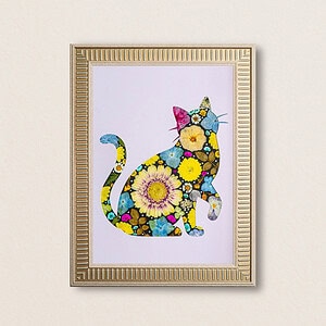 pressed_flower_art_kit_cat_lively_sun_whisper_frame Lively Cat: Sun Whisper 8.3"×11.7"