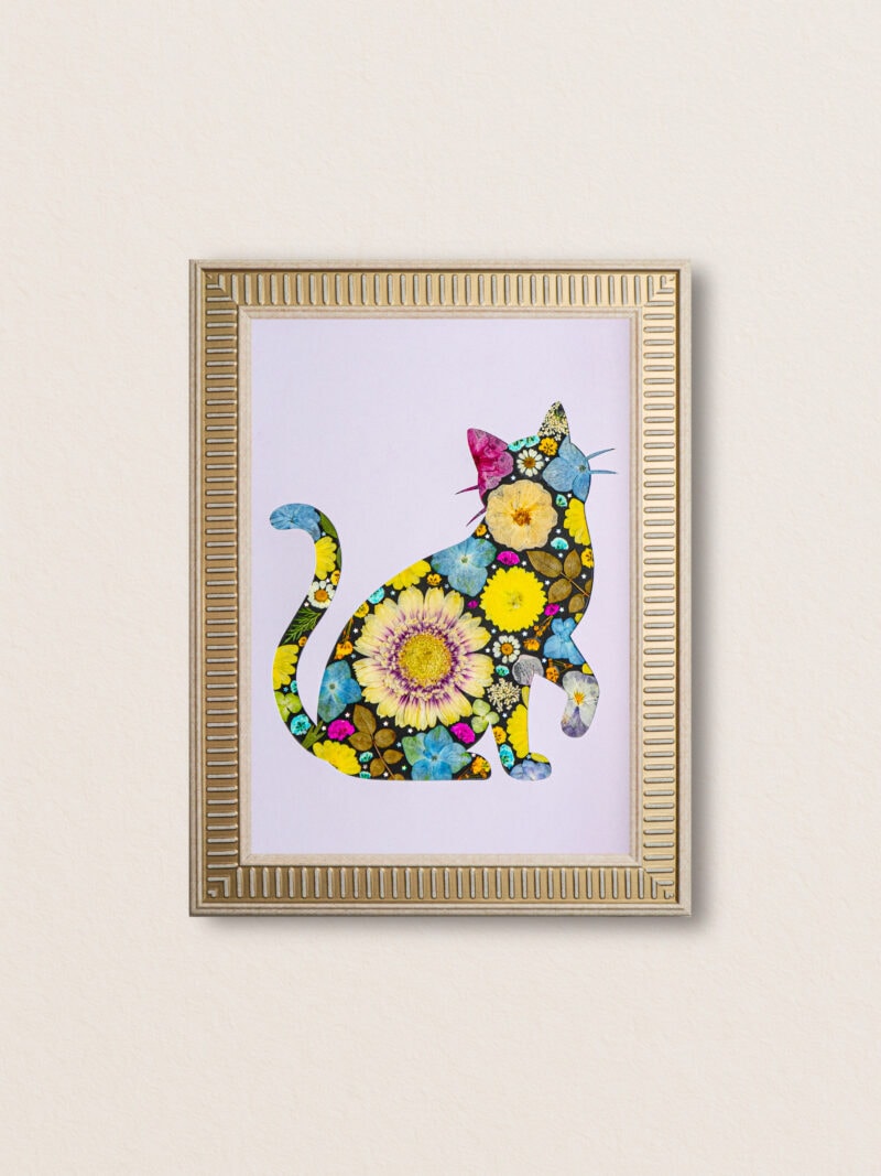 pressed_flower_art_kit_cat_lively_sun_whisper_frame Lively Cat: Sun Whisper 8.3"×11.7"
