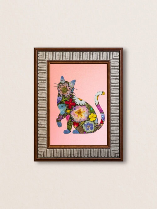 pressed_flower_art_kit_cat_lively_vivid_rest_frame Lively Cat: Vivid Rest 5"×7"