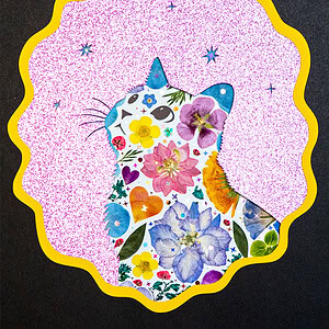 pressed_flower_art_kit_cat_looking_up_cosmic_garden_detail Looking Up Cat: Cosmic Garden 8.3"×11.7"