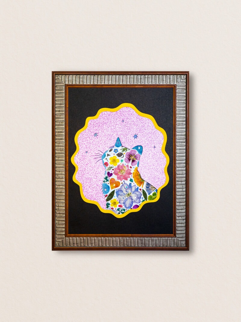 pressed_flower_art_kit_cat_looking_up_cosmic_garden_frame Looking Up Cat: Cosmic Garden 8.3"×11.7"