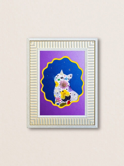 pressed_flower_art_kit_cat_looking_up_cosmic_muse_frame Looking Up Cat: Cosmic Muse 5"×7"