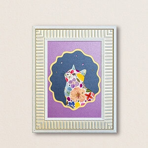 pressed_flower_art_kit_cat_looking_up_dream_star_frame Looking Up Cat: Star Bloom 5"×7"