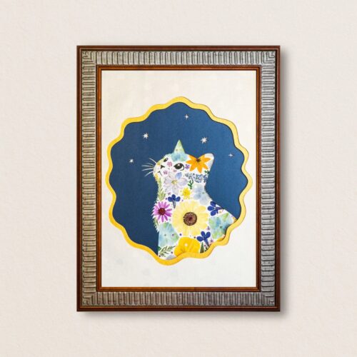 Looking Up Cat: Golden Sky 8.3"×11.7"