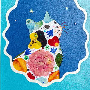 Looking Up Cat: Morning Wish 5"×7"