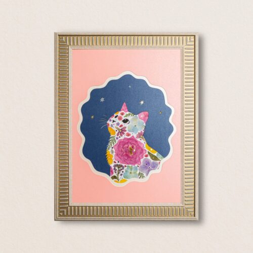 Looking Up Cat: Pink Dream 8.3"×11.7"