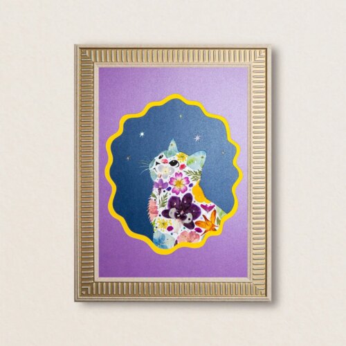 Dancing Cat: Night Star 8.3"×11.7"