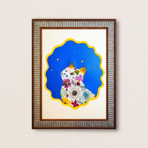 Looking Up Cat: Starlit Wish 8.3"×11.7"