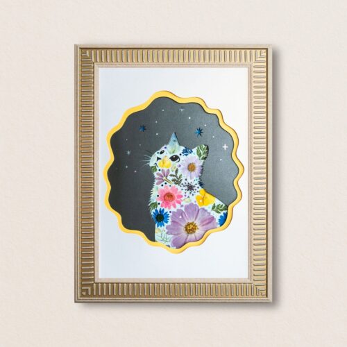 Looking Up Cat: Starry Gaze 8.3"×11.7"