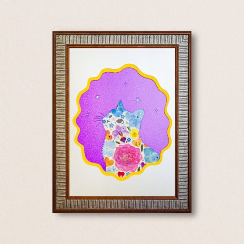 Looking Up Cat: Twilight Blossom 8.3"×11.7"