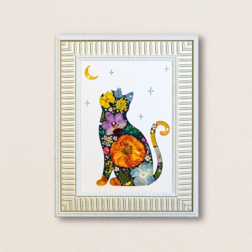 Moonlit Cat: Golden Night 5"×7"