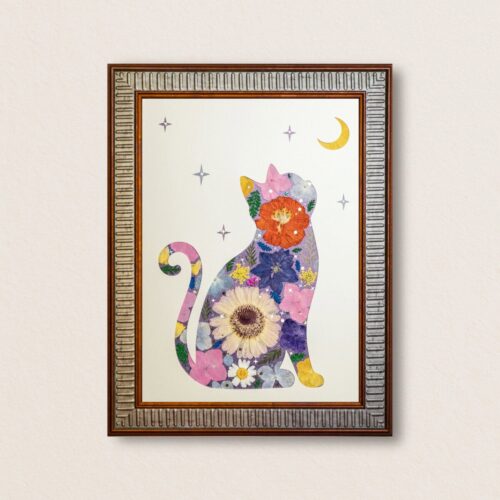 Moonlit Cat: Soft Moon 8.3"×11.7"