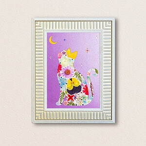 pressed_flower_art_kit_cat_moonlit_star_crown_frame Moonlit Cat: Star Crown 5"×7"