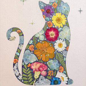 pressed_flower_art_kit_cat_moonlit_star_whisper_detail Moonlit Cat: Star Whisper 8.3"×11.7"