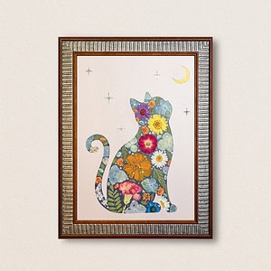 pressed_flower_art_kit_cat_moonlit_star_whisper_frame Moonlit Cat: Star Whisper 8.3"×11.7"