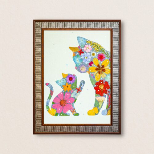 Tender Cat: Bloom Hug 8.3"×11.7"