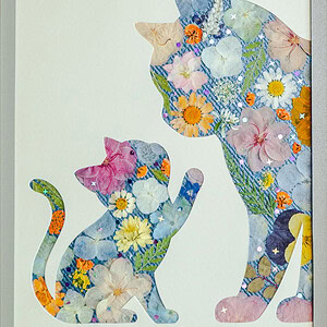 pressed_flower_art_kit_cat_tender_gentle_bond_detail Tender Cat: Gentle Bond 8.3"×11.7"