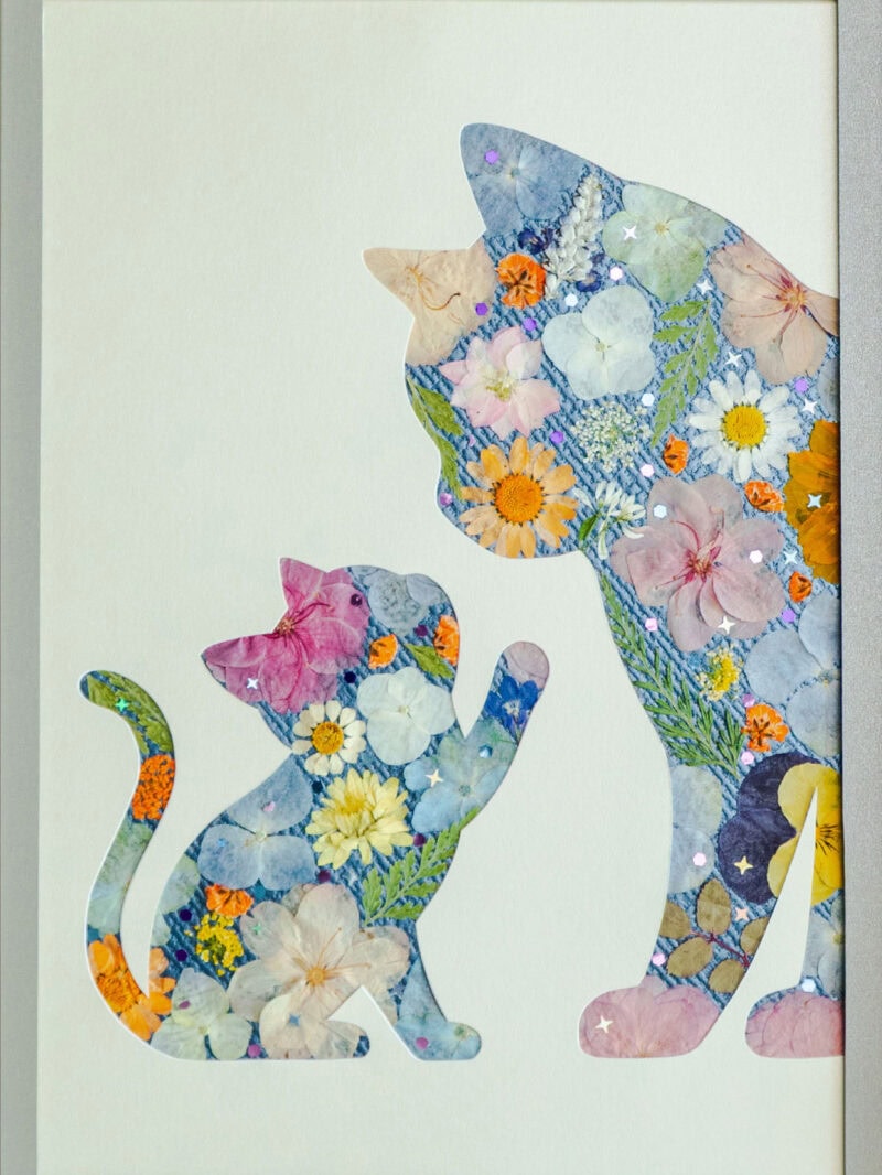 pressed_flower_art_kit_cat_tender_gentle_bond_detail Tender Cat: Gentle Bond 8.3"×11.7"