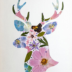 pressed_flower_art_kit_deer_gentle_soft_dream_detail Gentle Deer: Soft Dream 8.3"×11.7"