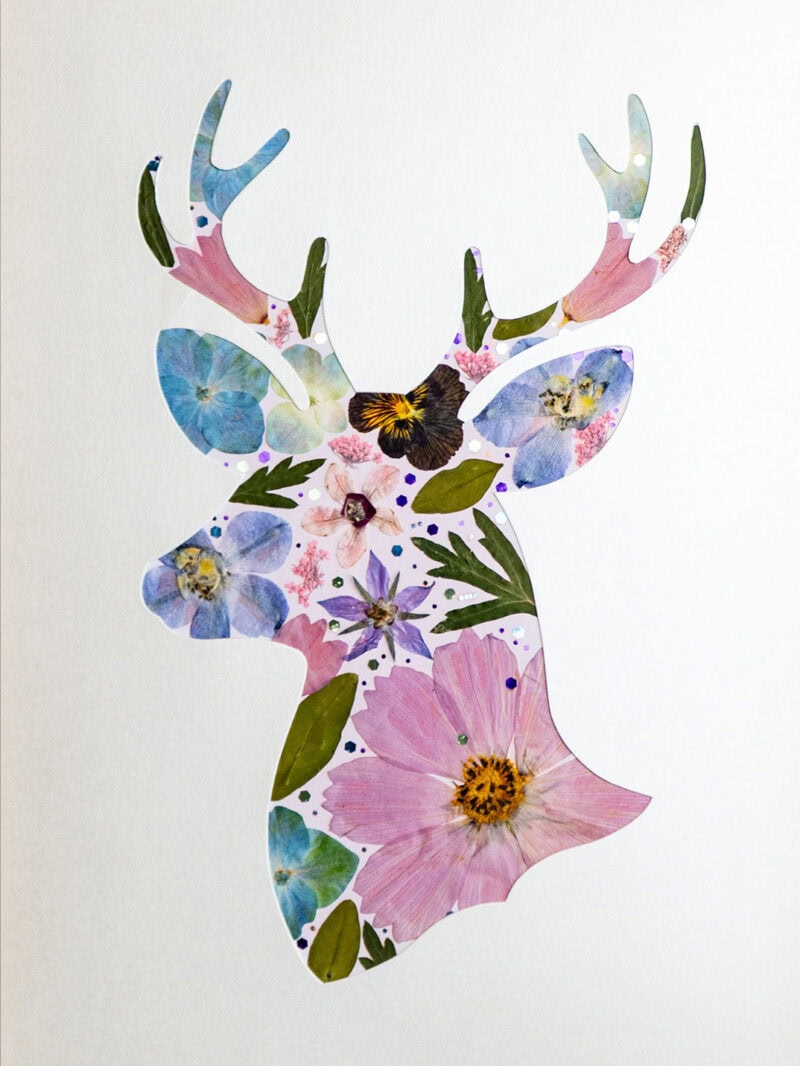 pressed_flower_art_kit_deer_gentle_soft_dream_detail Gentle Deer: Soft Dream 8.3"×11.7"