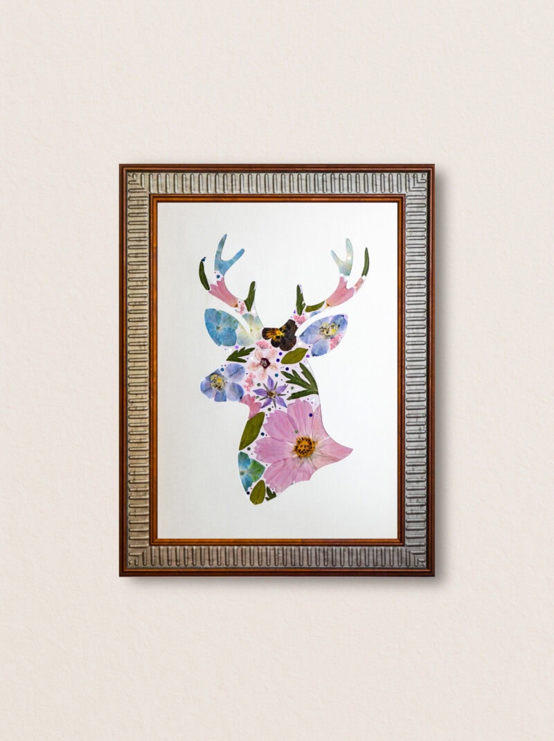 pressed_flower_art_kit_deer_gentle_soft_dream_frame Gentle Deer: Soft Dream 8.3"×11.7"