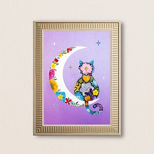 Moon Cat: Bloom Moonlight 8.3"×11.7"
