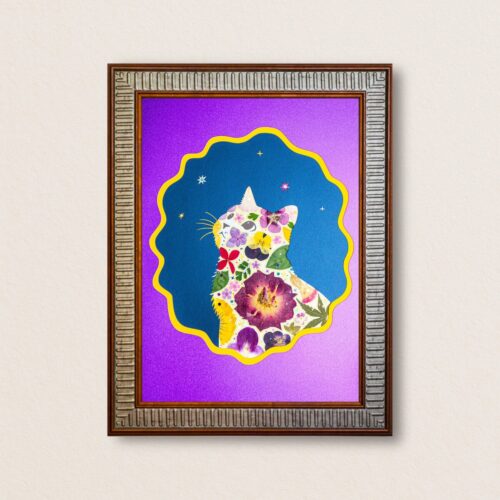 Looking Up Cat: Cosmic Bloom 8.3"×11.7"